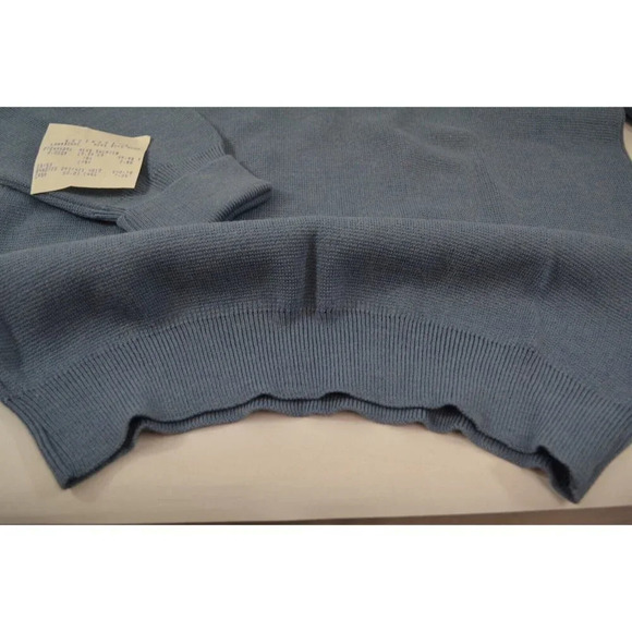 Warren  Knit Mens Large V-Neck Sweater 1980s NWT Cluett Canada Wool Blend Blue - Picture 4 of 11